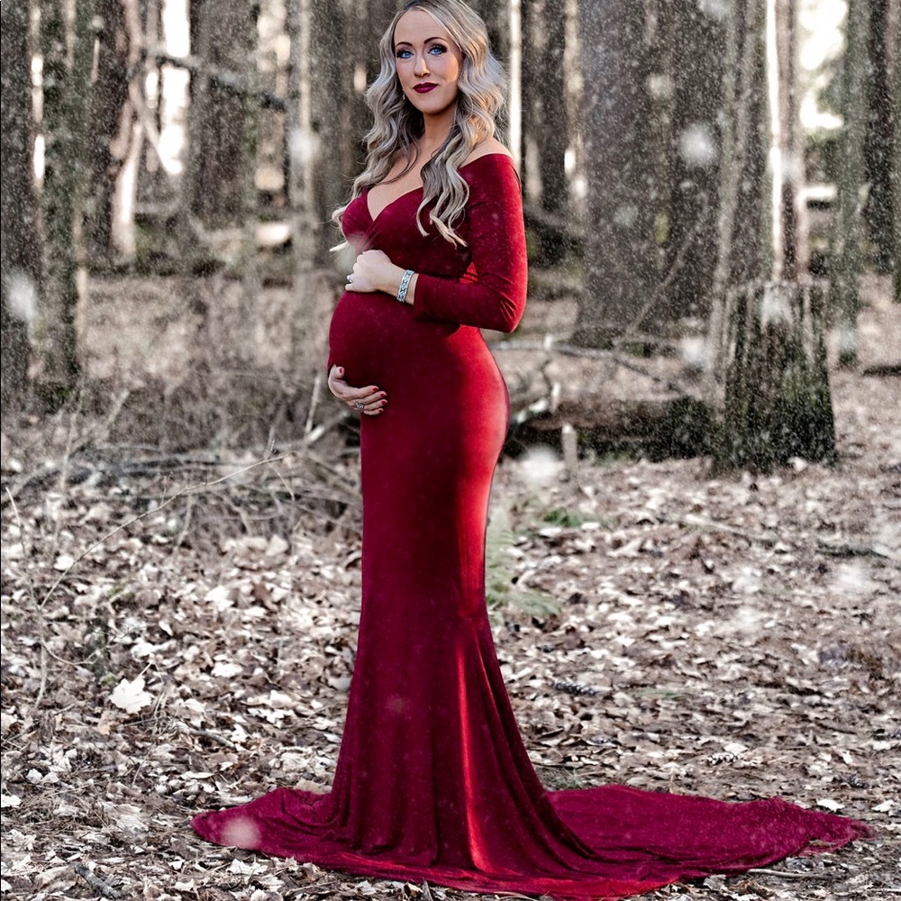 Burgundy Maternity Gown